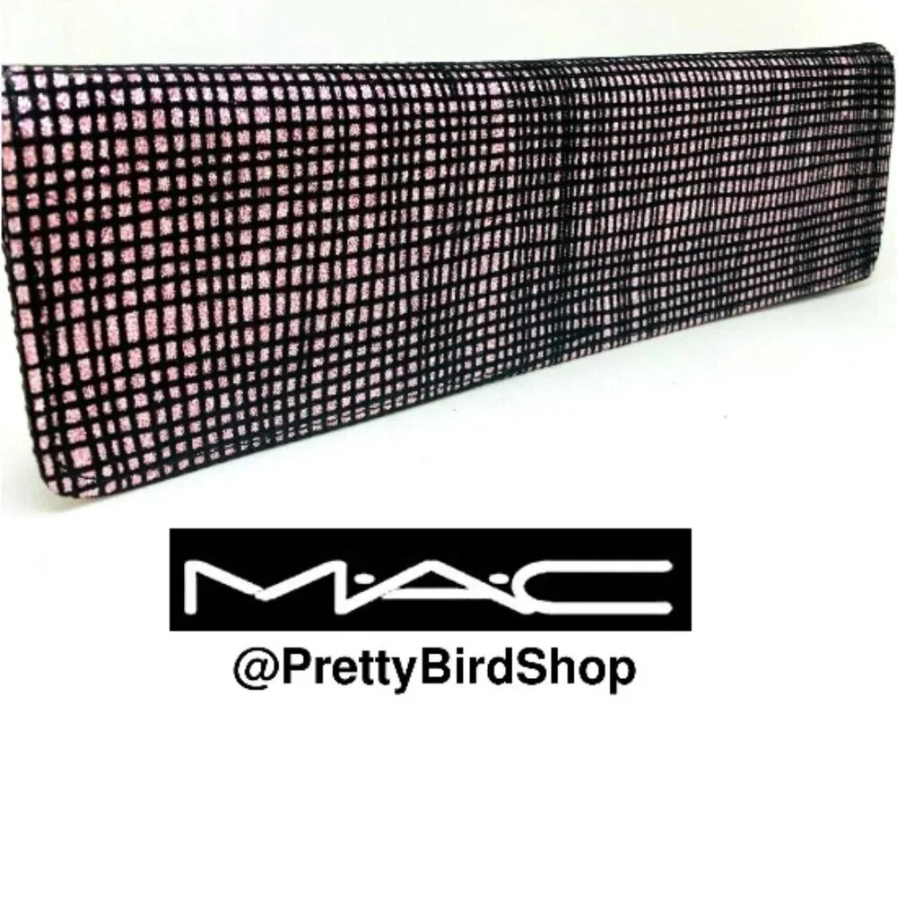 MAC clutch glitter pink makeup cosmetic brush case bag NEW